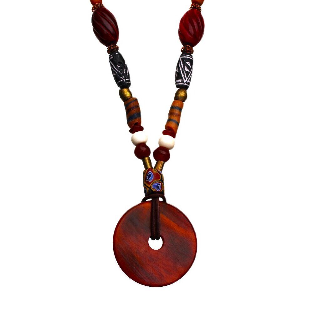 Beautiful 50 mm Red Horn Donut with Red Horn Oblong Swirls